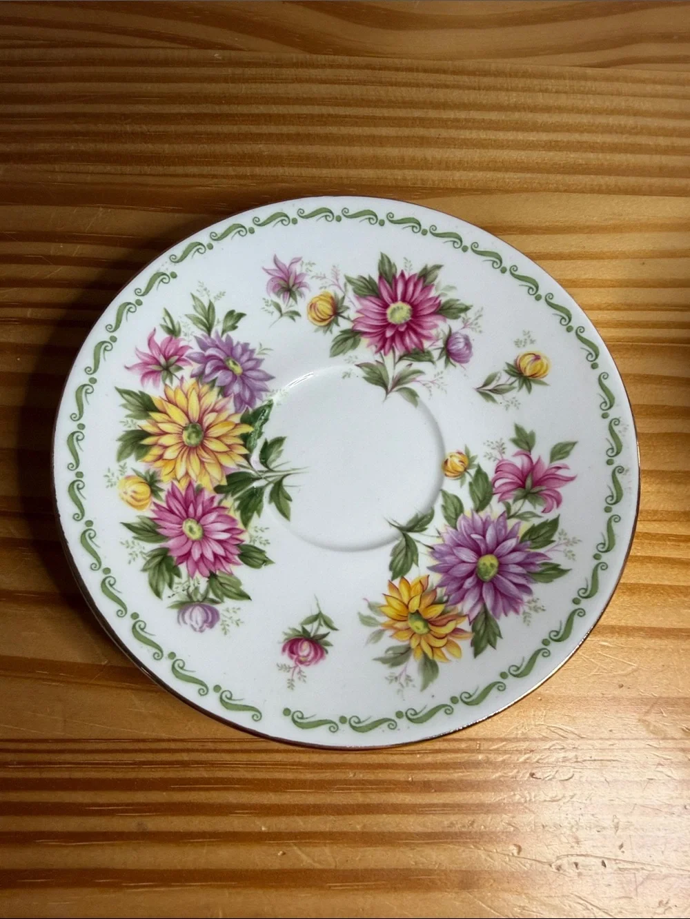 Vintage Queens Bone China September Aster Teacup & Saucer Set England